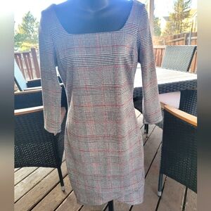 Express, gingham dress XS, black, white and red